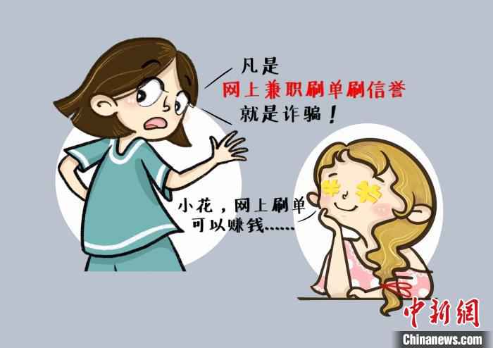 图为,胡诗尧所绘防骗宣传漫画 唐时杰 摄 武汉90后警花用系列漫画帮居民护住“钱袋子”